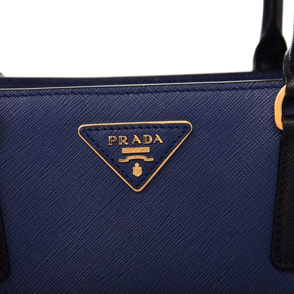 Prada Saffiano Lux Bi-Color Medium Tote Bluette Black 9 of 10