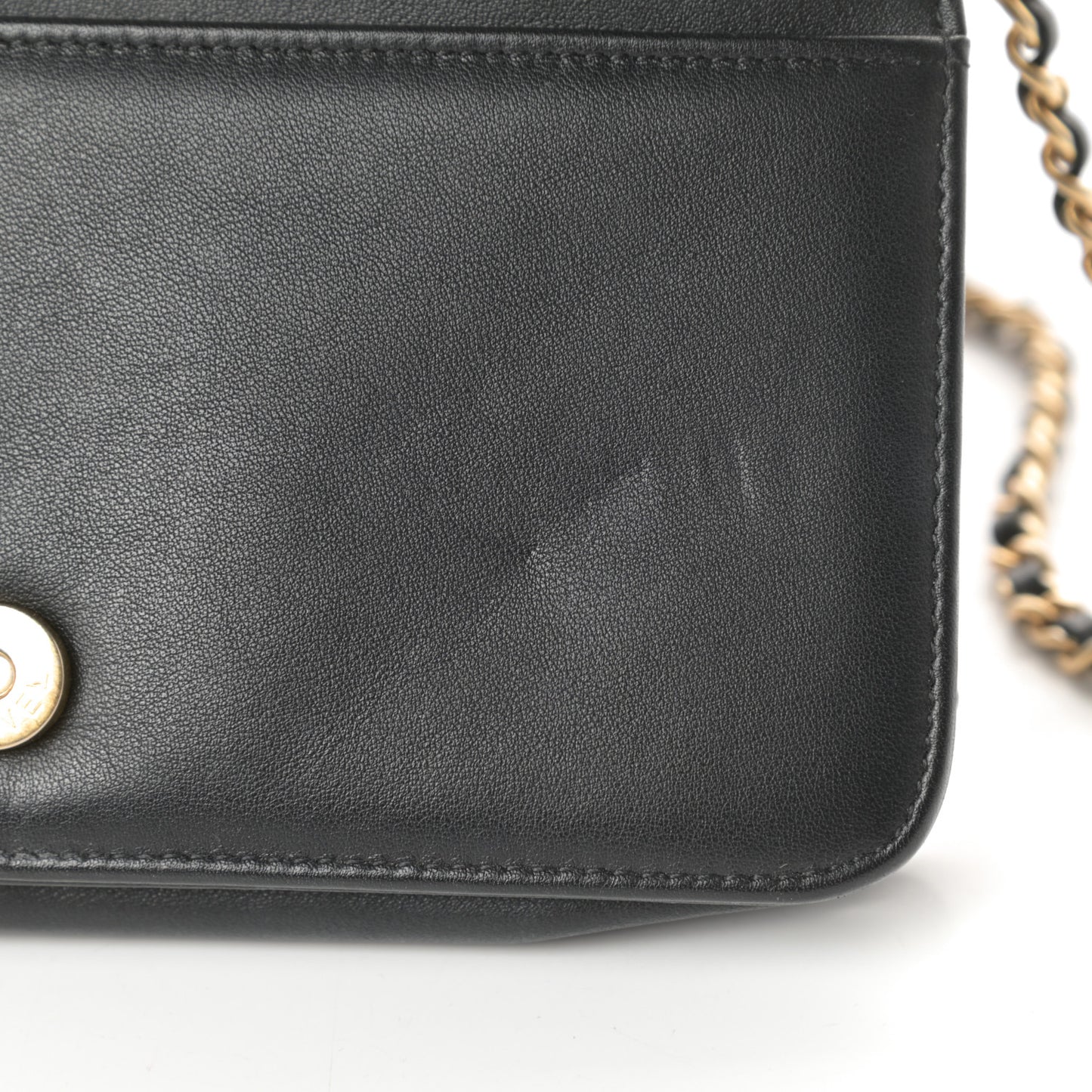 Calfskin Quilted Chain Around Boy Wallet On Chain WOC Black