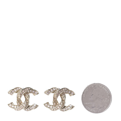 Chanel Crystal Twisted CC Earrings Light Gold Pale Pink 2 of 5