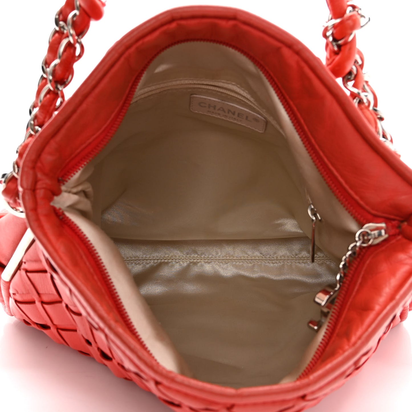 Lambskin Woven Medium Ultimate Soft Sombrero Hobo Red