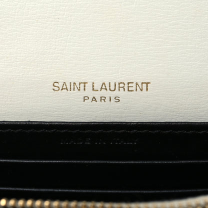 Saint Laurent New Aspen Calfskin Bi-Color Monogram Sunset Chain Wallet Black Dirty White 6 of 8