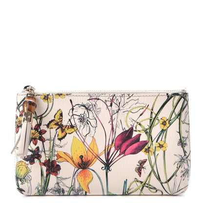 Gucci Calfskin Flora Infinity Small Zip Pouch White 1 of 7