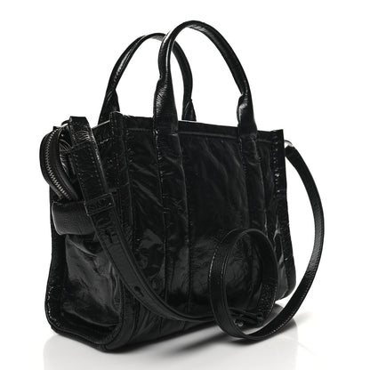Marc Jacobs Shiny Crinkled Calfskin Small The Tote Bag Black 3 of 9