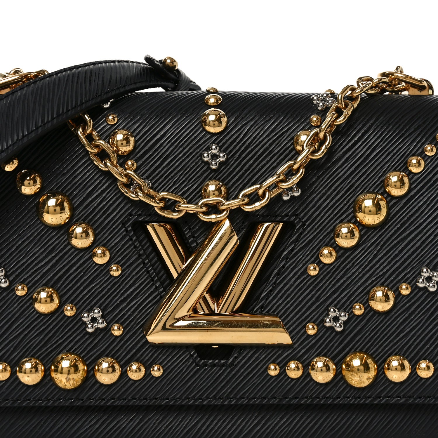 Louis Vuitton Epi Studded Sol Twist Shoulder Bag MM Black 1867384