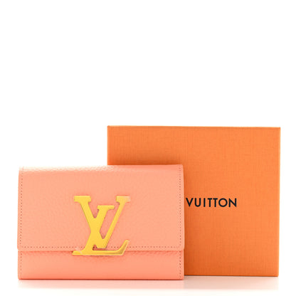 Louis Vuitton Taurillon Capucines Compact Maxi Wallet Apricot Orange 7 of 7