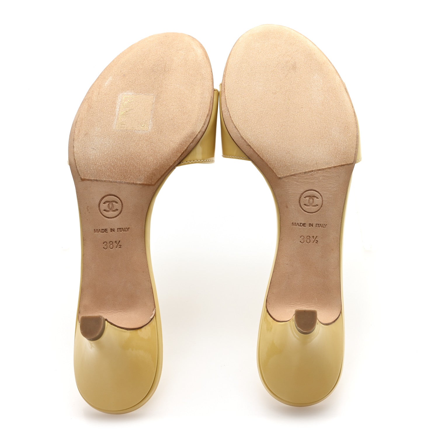 Chanel Patent Calfskin CC Mules 38.5 Beige 6 of 10