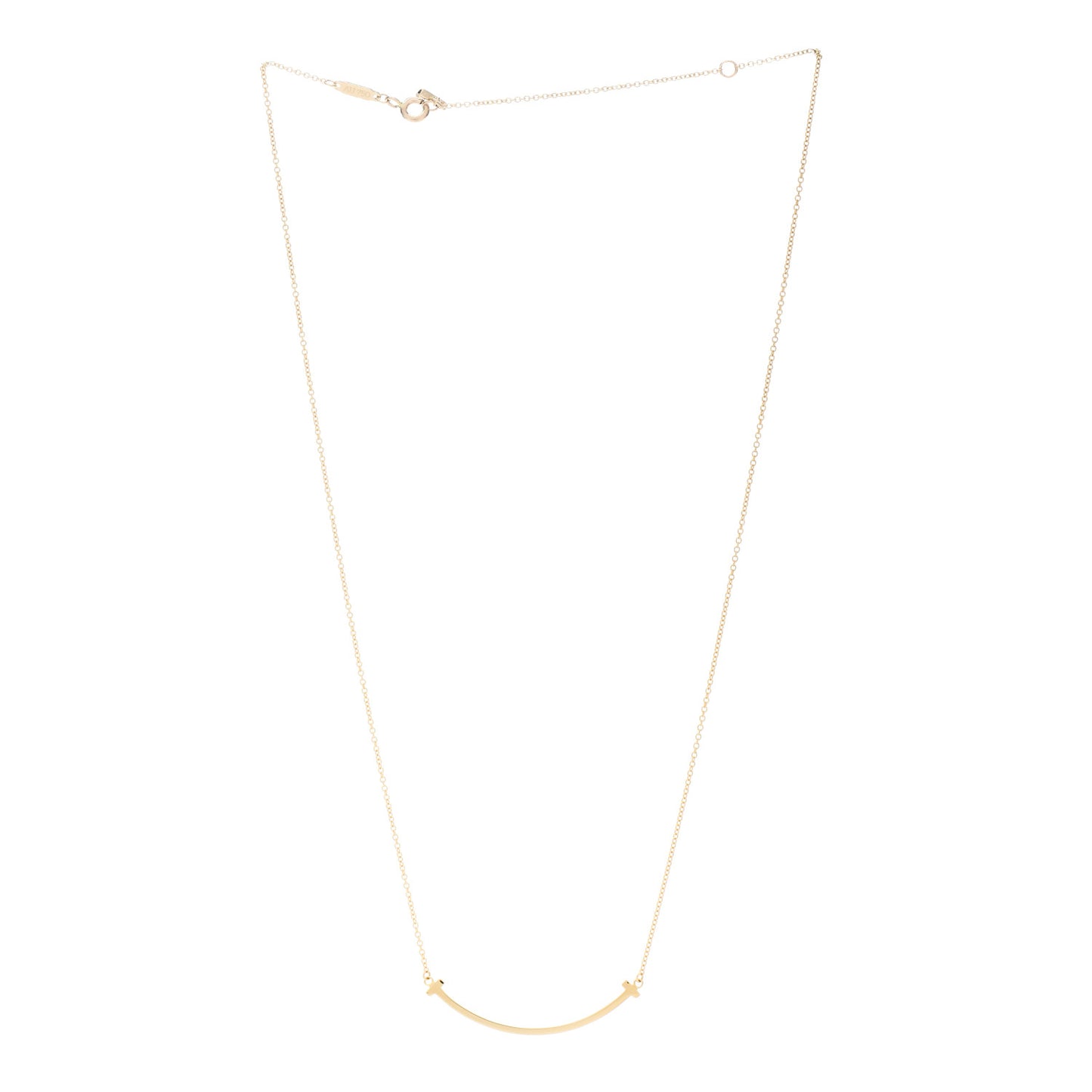 18K Yellow Gold Small T Smile Pendant Necklace