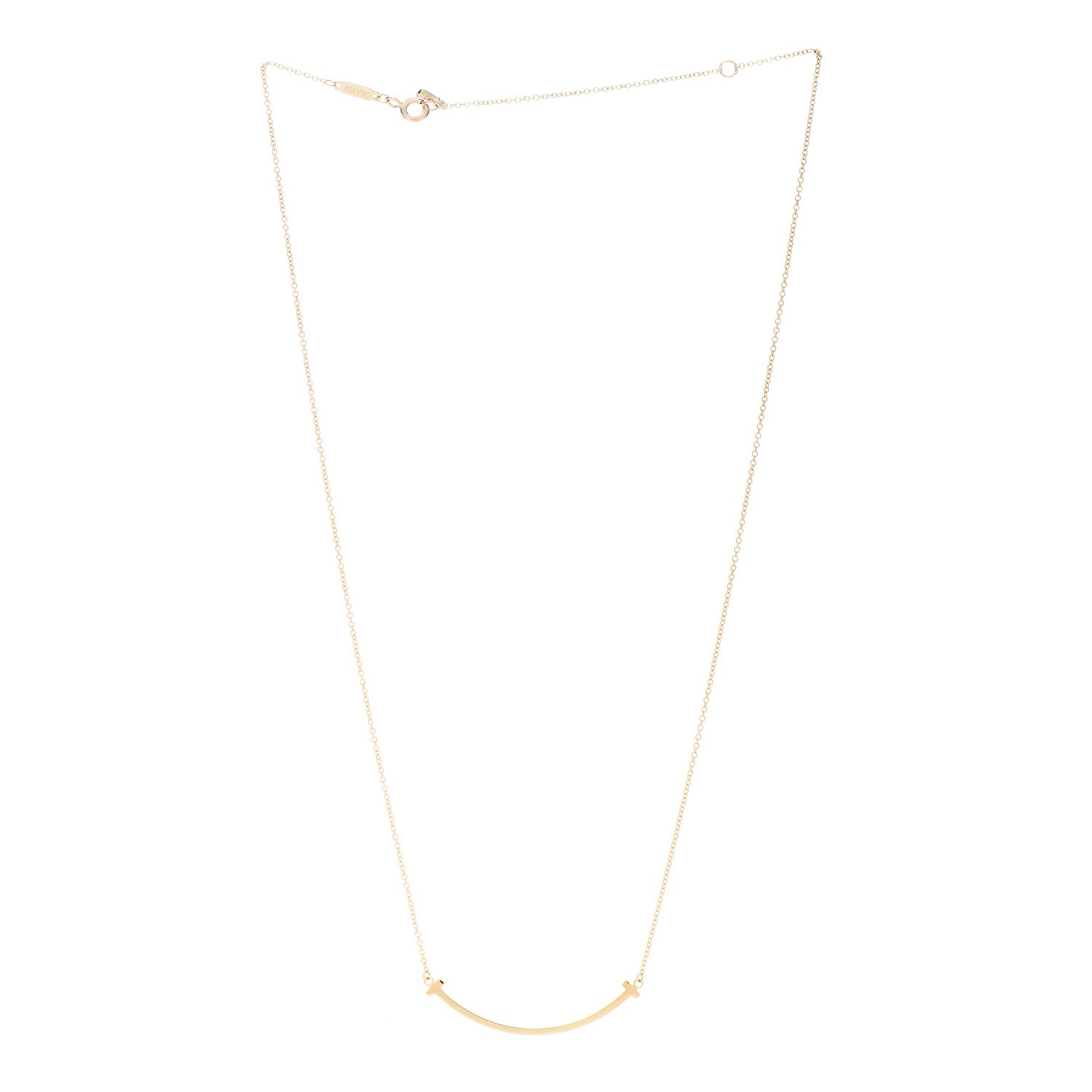 Tiffany 18K Yellow Gold Small T Smile Pendant Necklace 3 of 6