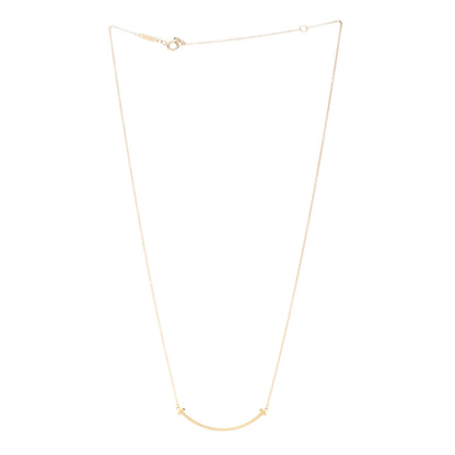 Tiffany 18K Yellow Gold Small T Smile Pendant Necklace 3 of 6