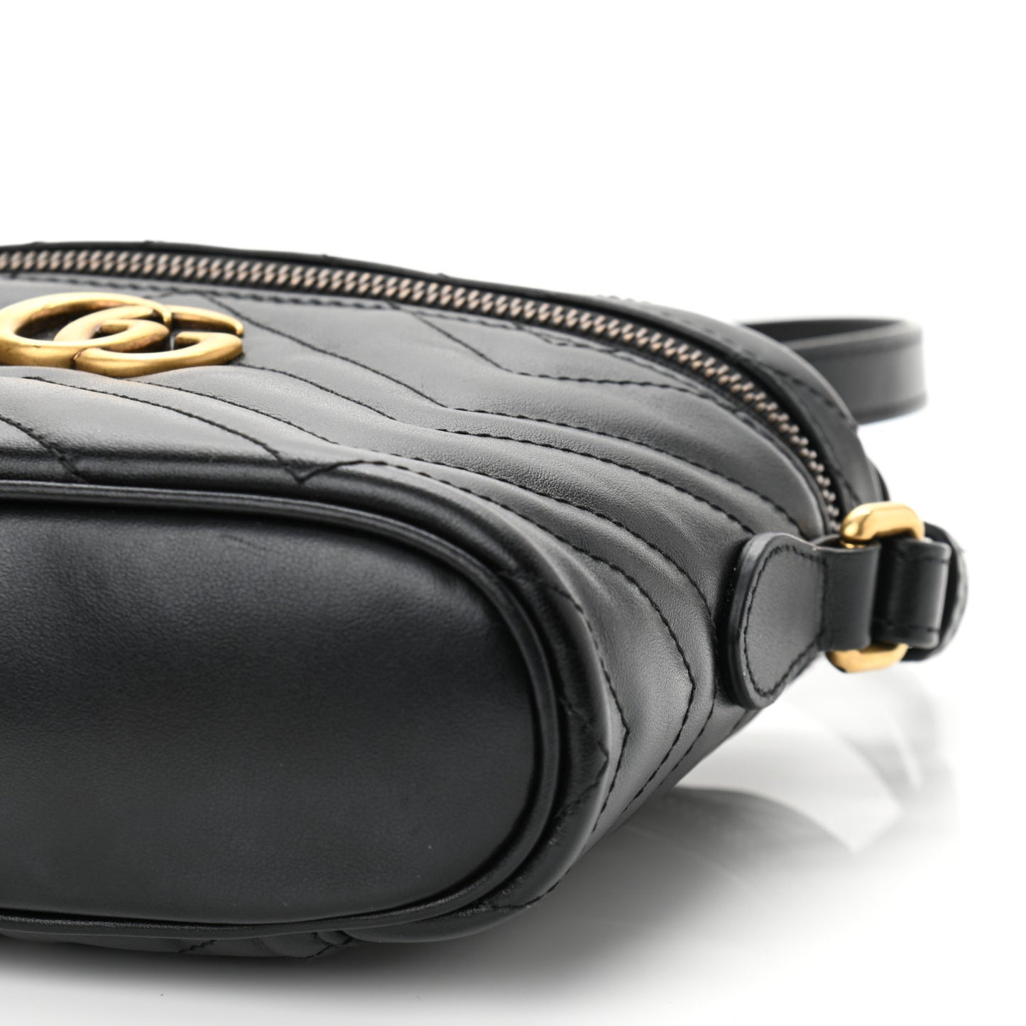 Calfskin Matelasse Mini GG Marmont Round Backpack Black