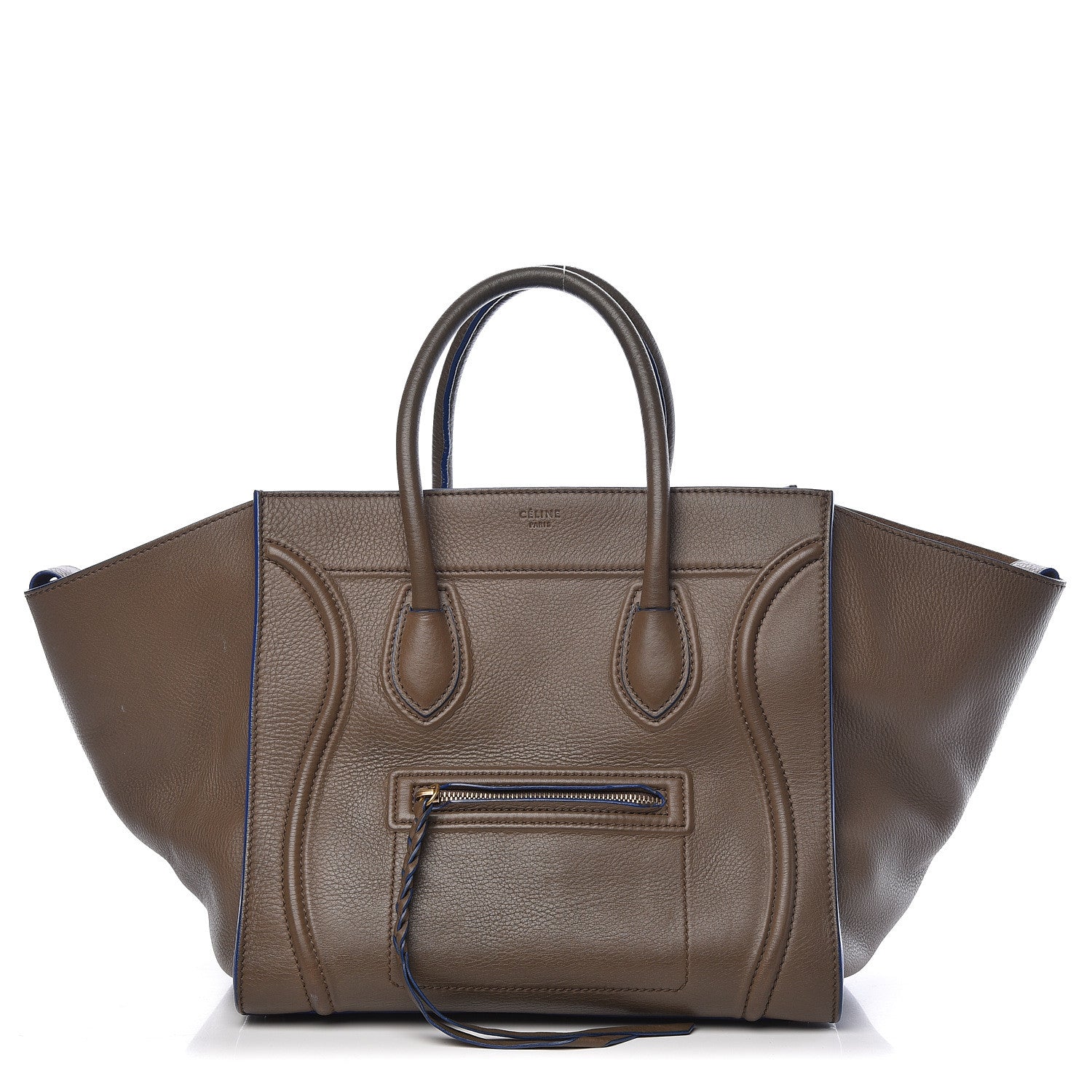 Celine Supple Calfskin Medium Phantom Luggage Khaki Cobalt Trim 1 of 14