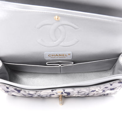 Chanel Nylon Quilted Medium Cat Emoticon Double Flap Navy Grey Ecru 5 of 13