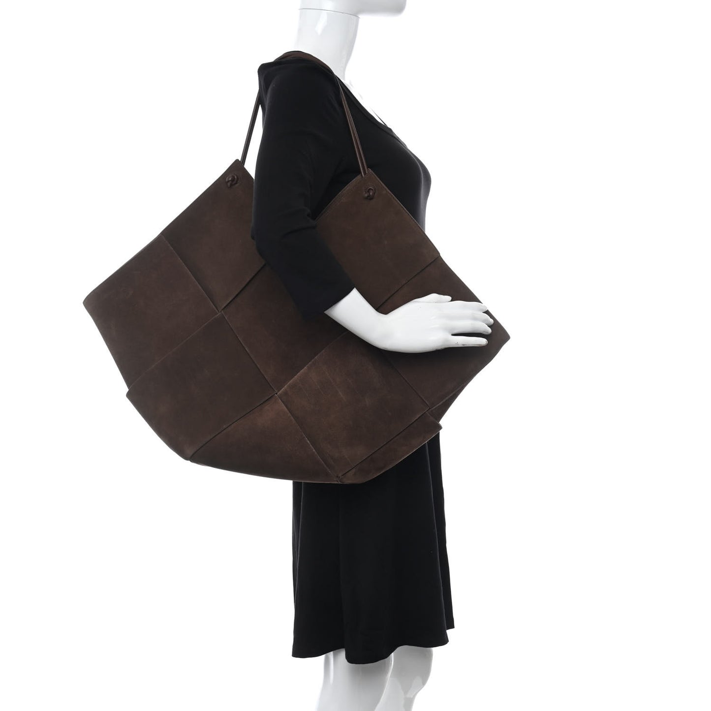 Suede Maxi Intrecciato Tote Brownie