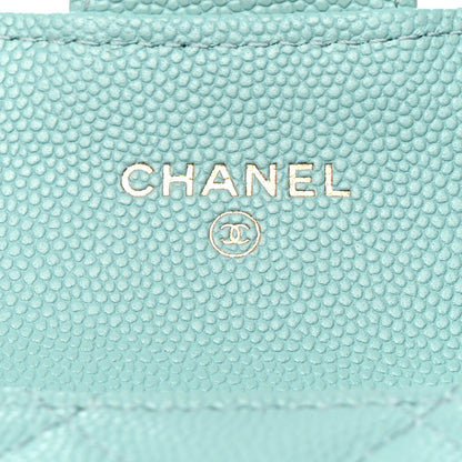 Chanel Caviar Quilted Flap Card Holder Wallet Light Blue 6 of 8