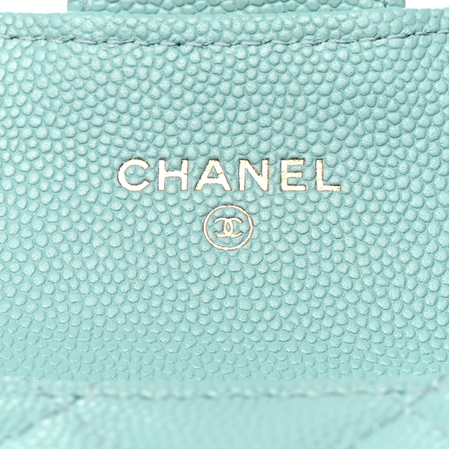 Caviar Quilted Flap Card Holder Wallet Light Blue