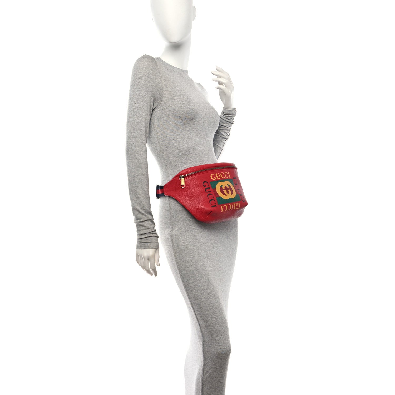 Gucci Grained Calfskin Logo Belt Bag Hibiscus Red 2 of 11