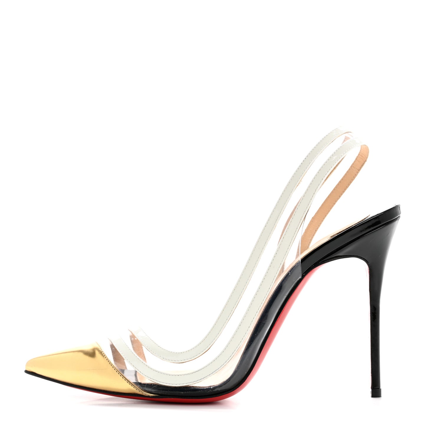 Patent PVC Paralili 100 Pumps 40 Gold Black White