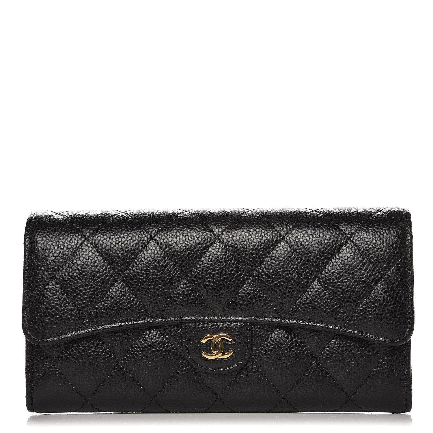 Chanel Caviar Quilted Large Gusset Flap Wallet Black 1 of 9