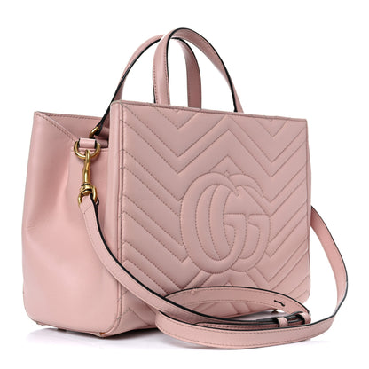 Gucci Calfskin Matelasse Small GG Marmont Tote Perfect Pink 2 of 16