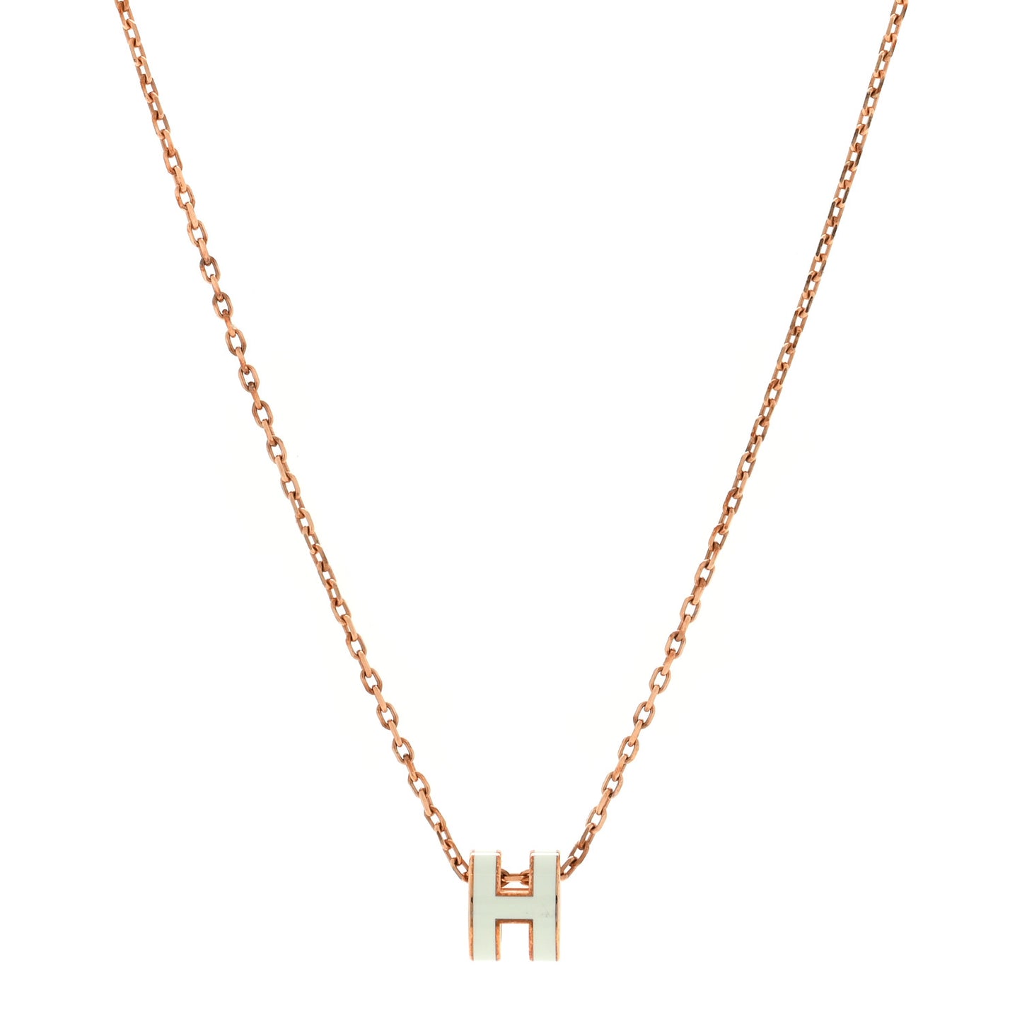 Lacquered Rose Gold Mini Pop H Pendant Necklace Vert Fizz