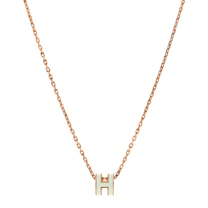 Hermes Lacquered Rose Gold Mini Pop H Pendant Necklace Vert Fizz 1 of 5