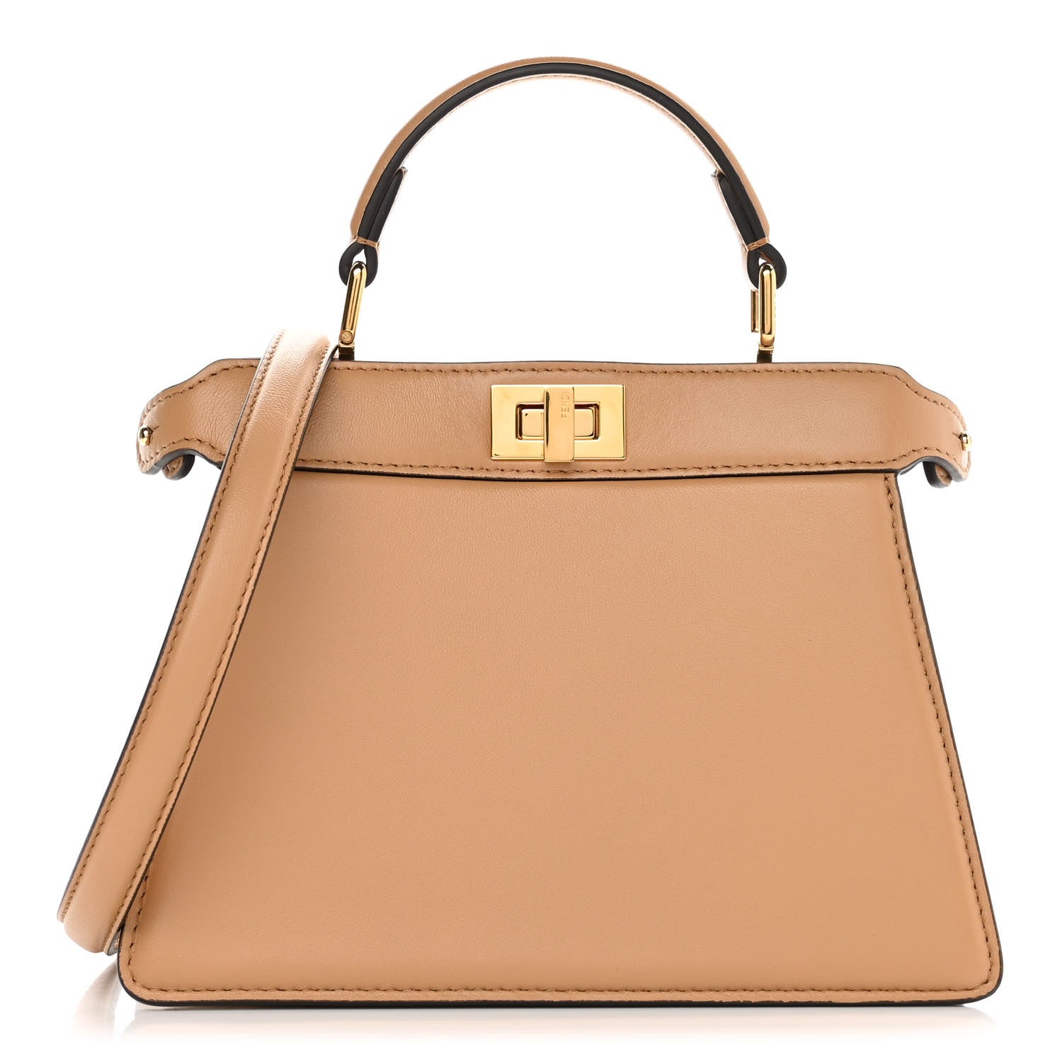 Fendi Shiny Nappa Petite Peekaboo I SEE U Satchel Miele Scuro 1 of 9