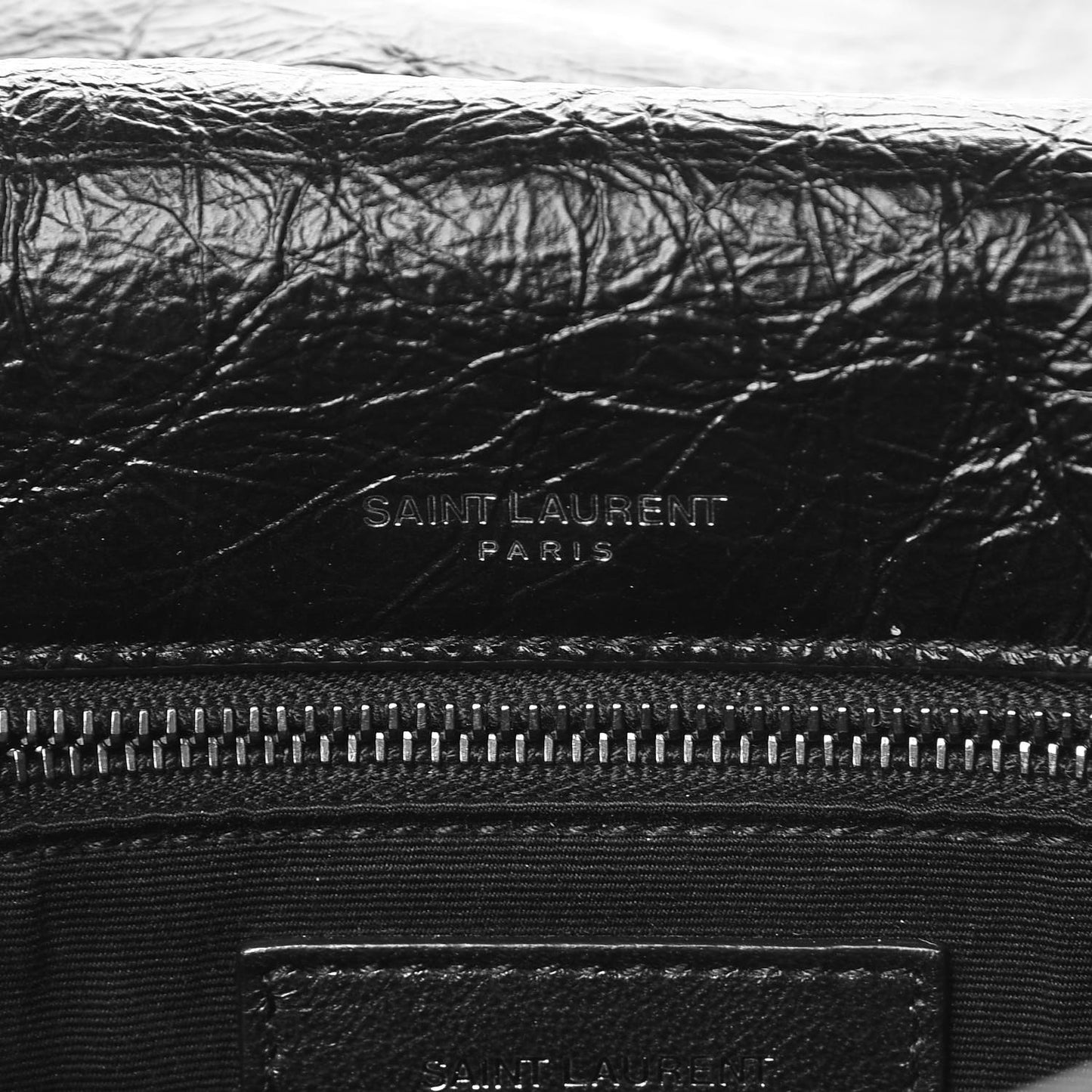 Crinkled Calfskin Matelasse Monogram Medium Niki Chain Satchel Black