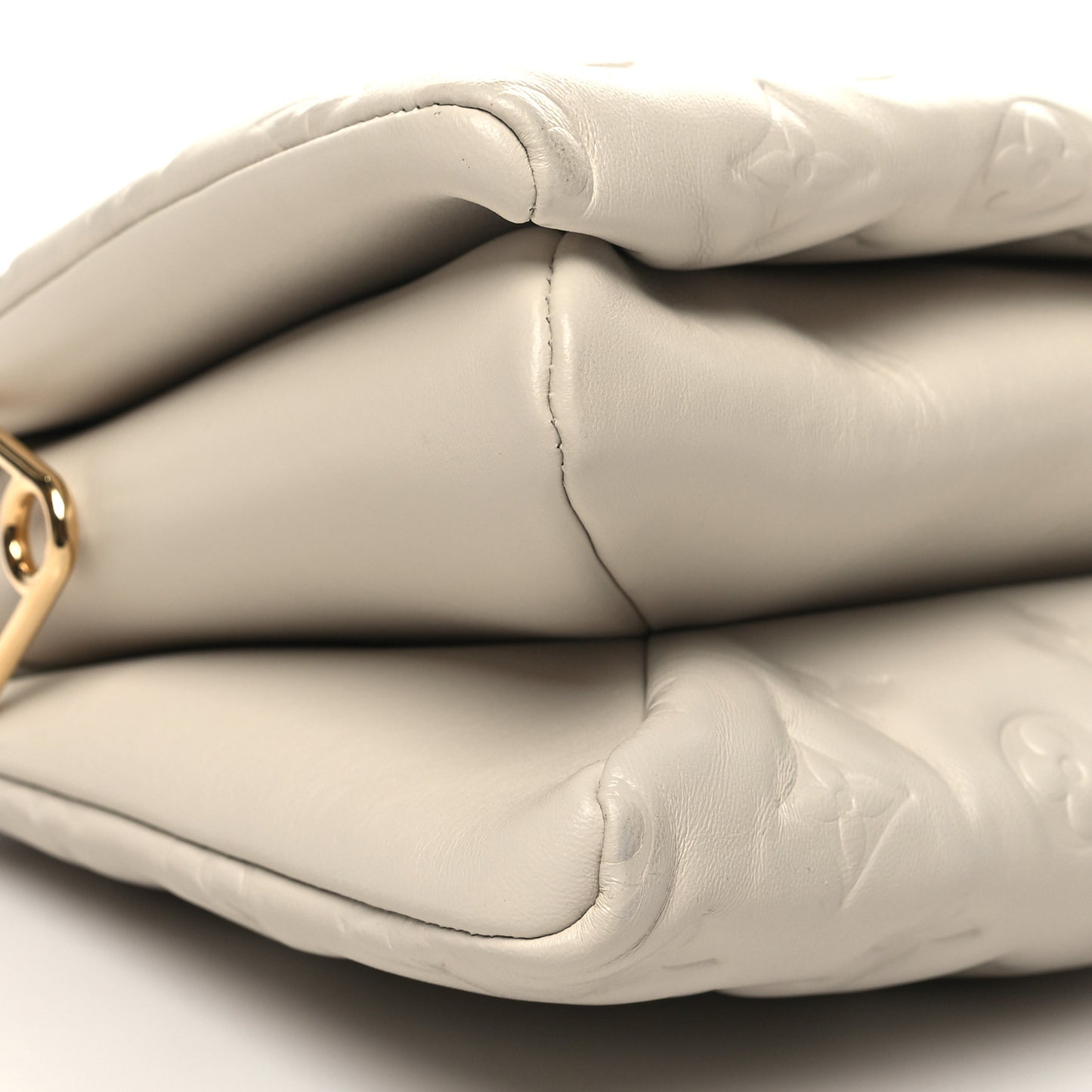Lambskin Embossed Monogram Coussin PM Cream