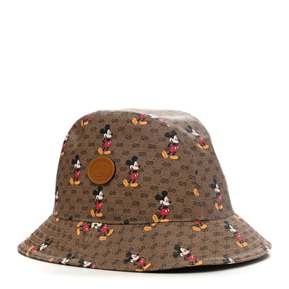 Gucci X DISNEY Mini Vintage GG Supreme Monogram Mickey Mouse Trent Bucket Hat XL Beige Ebony Yellow 3 of 9