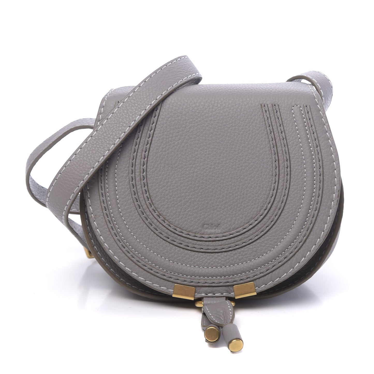 Calfskin Mini Marcie Round Crossbody Bag Cashmere Grey