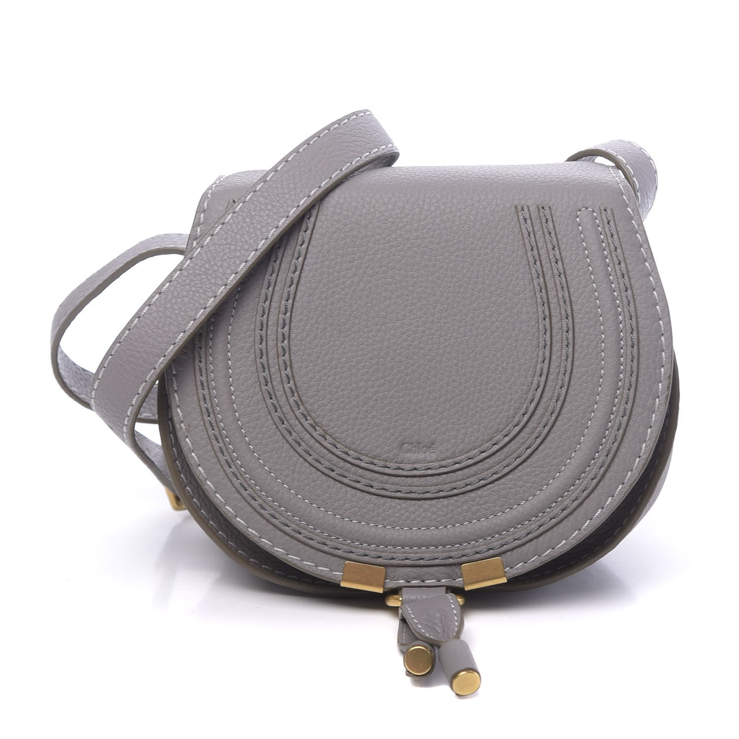 Chloe Calfskin Mini Marcie Round Crossbody Bag Cashmere Grey 1 of 10