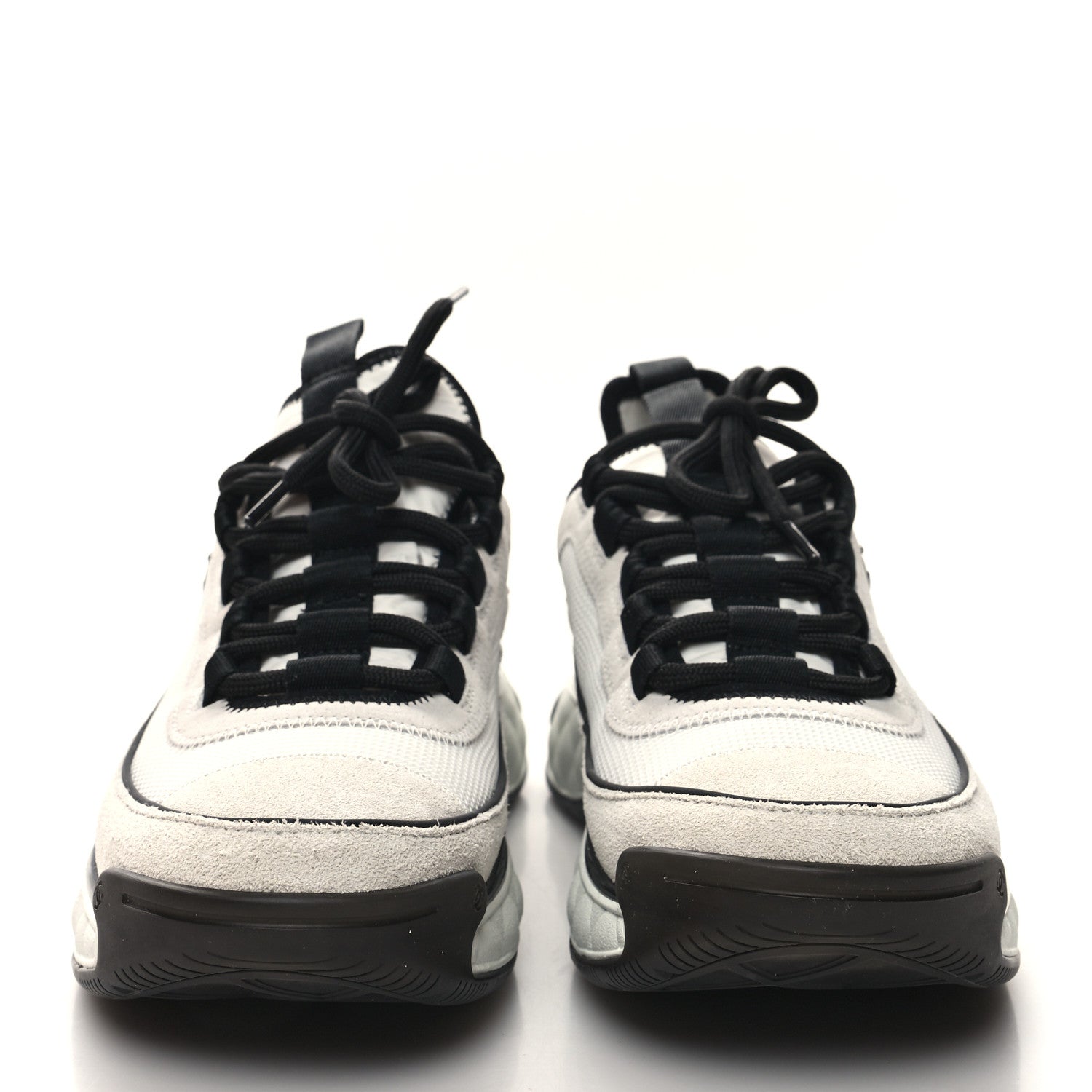 Chanel Fabric Suede Calfskin CC Sneakers 38 White Light Grey 2 of 8