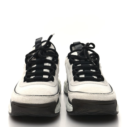 Chanel Fabric Suede Calfskin CC Sneakers 38 White Light Grey 2 of 8