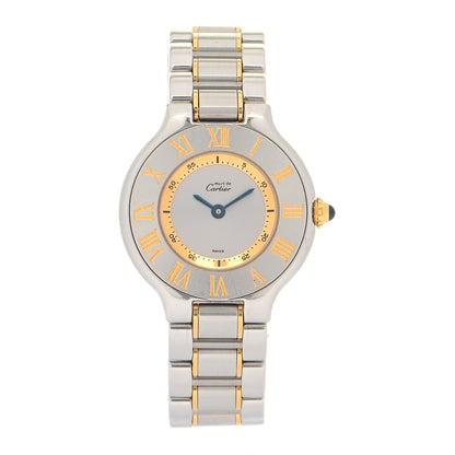 Cartier Stainless Steel 18K Yellow Gold 28mm Must De 21 Quartz Watch 1 of 4