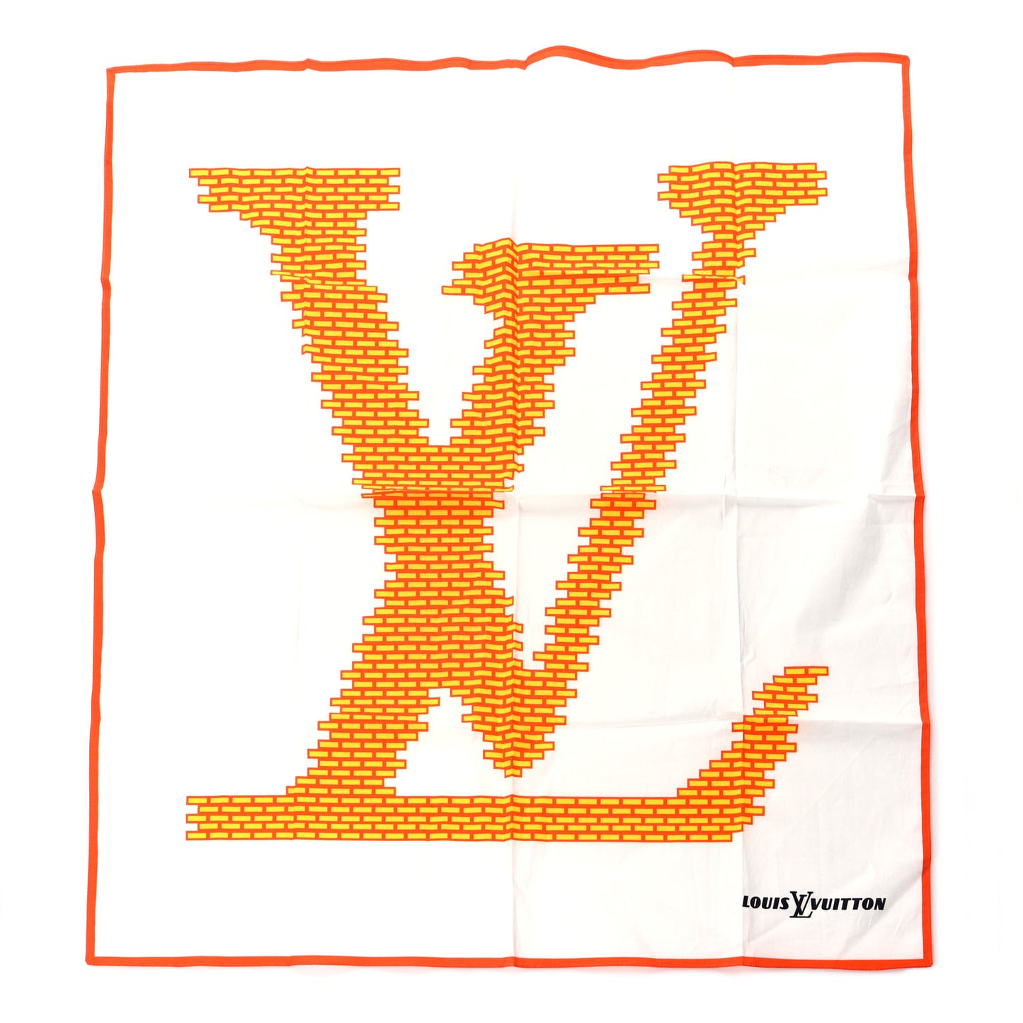 Logo Cotton Square Scarf White Multicolor