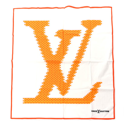 Louis Vuitton Logo Cotton Square Scarf White Multicolor 1 of 3