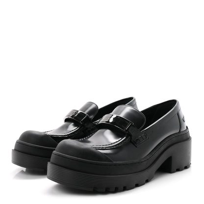 Christian Dior Brushed Calfskin Rubber Dior Code Cap Toe Lug Sole 35mm Loafers 39 Black 4 of 9