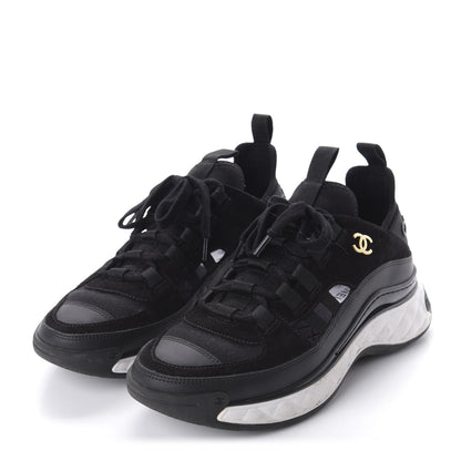 Chanel Velvet Calfskin Mixed Fibers CC Sneakers 36.5 Black 3 of 9
