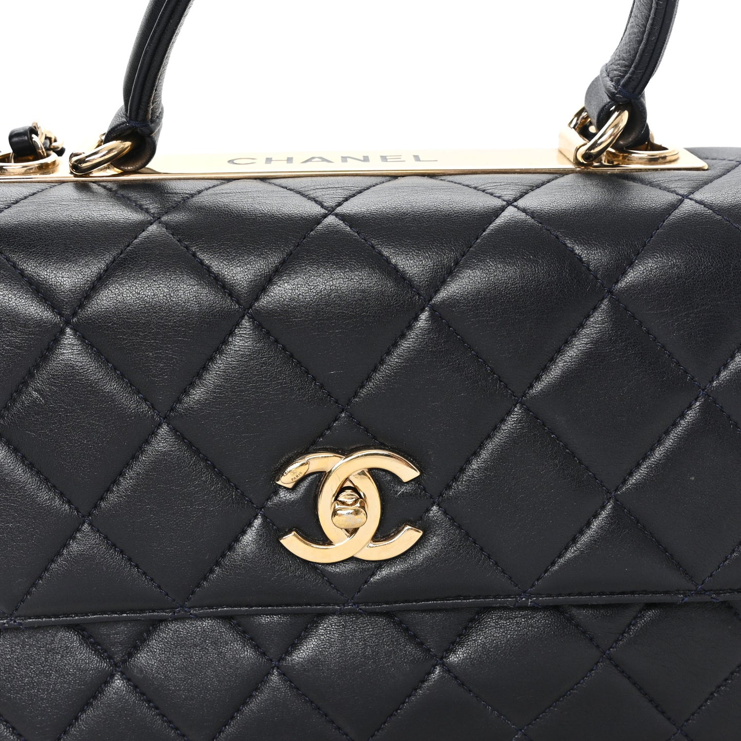 Lambskin Quilted Medium Trendy CC Flap Dual Handle Bag Black