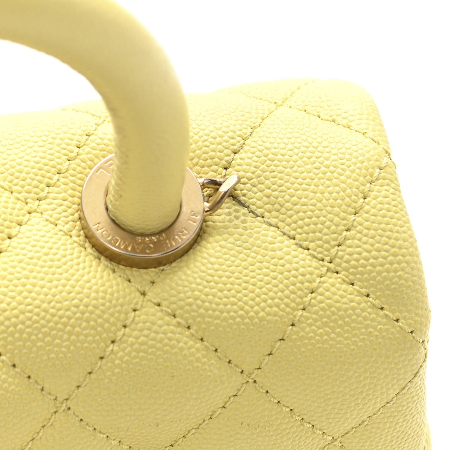 Caviar Quilted Mini Coco Handle Flap Yellow