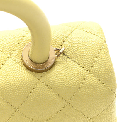 Chanel Caviar Quilted Mini Coco Handle Flap Yellow 10 of 10
