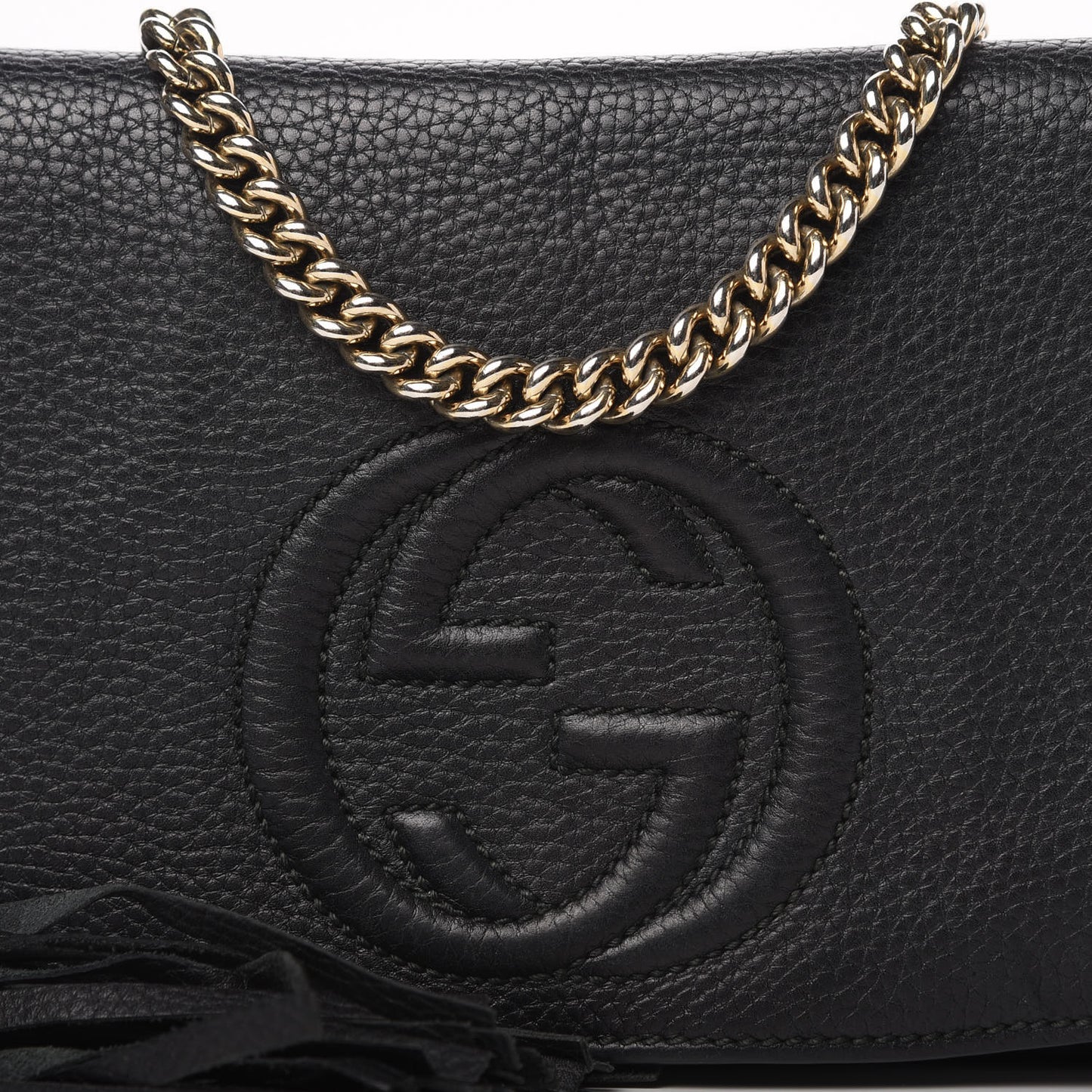 Pebbled Calfskin Medium Soho Flap Crossbody Black