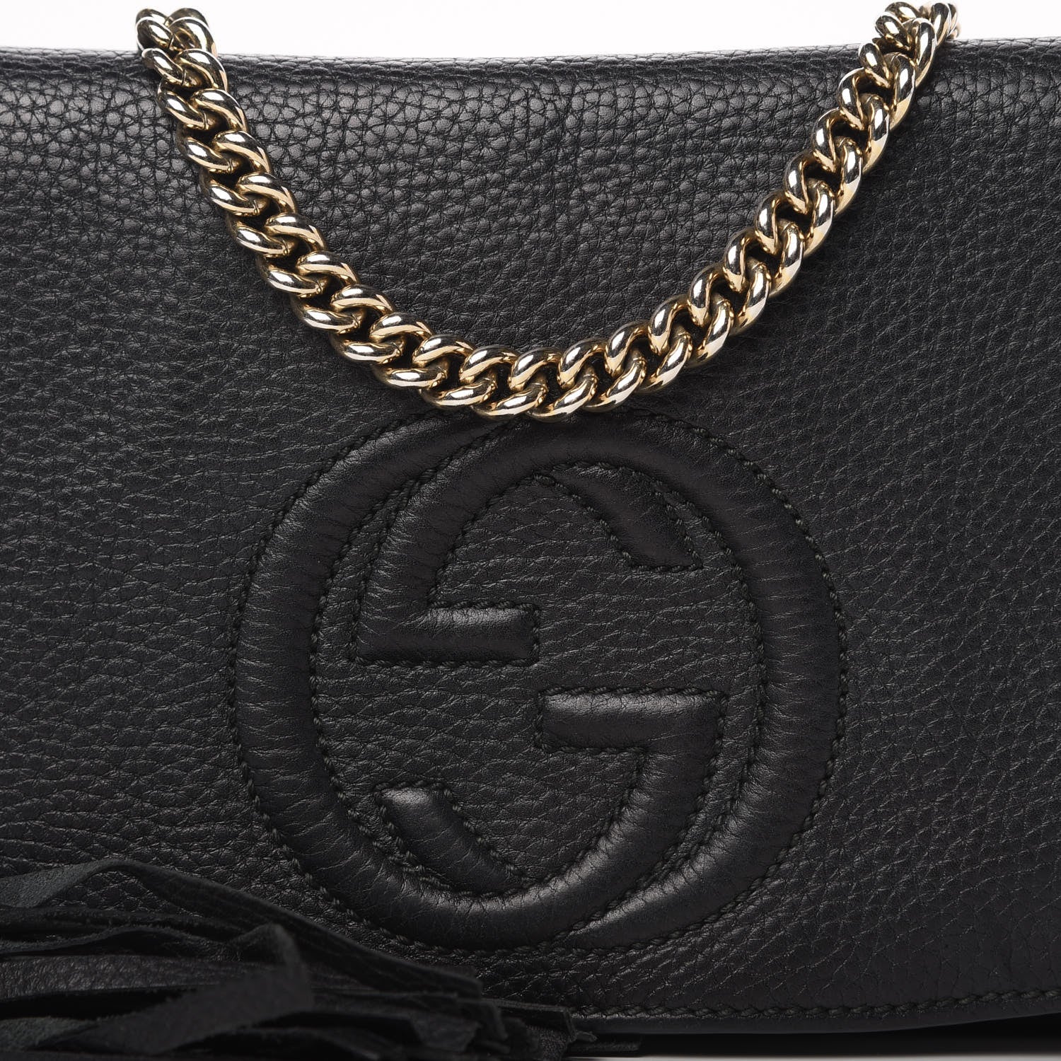 Gucci Pebbled Calfskin Medium Soho Flap Crossbody Black 10 of 11