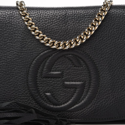 Gucci Pebbled Calfskin Medium Soho Flap Crossbody Black 10 of 11