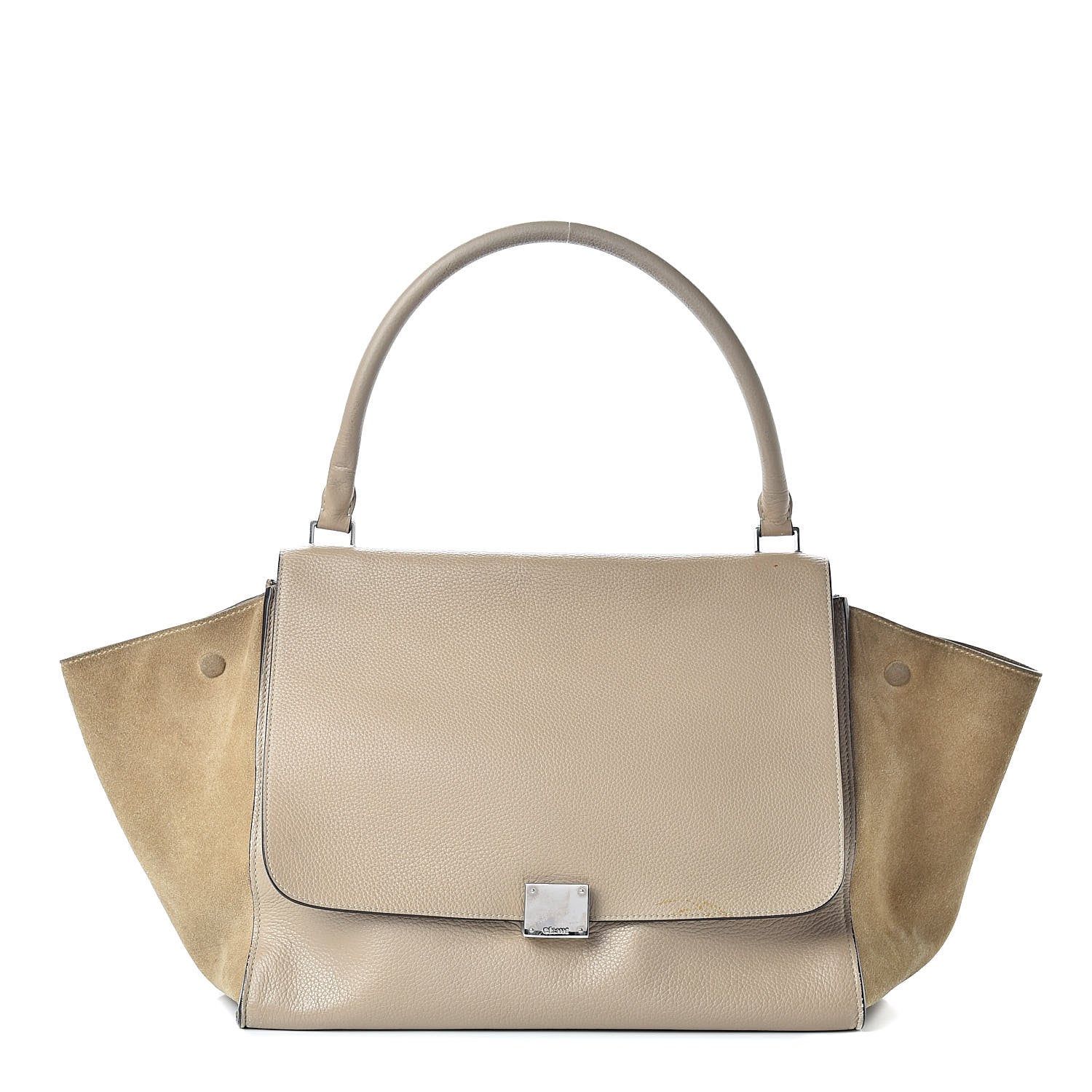 Celine Drummed Calfskin Suede Large Trapeze Dune 1 of 18