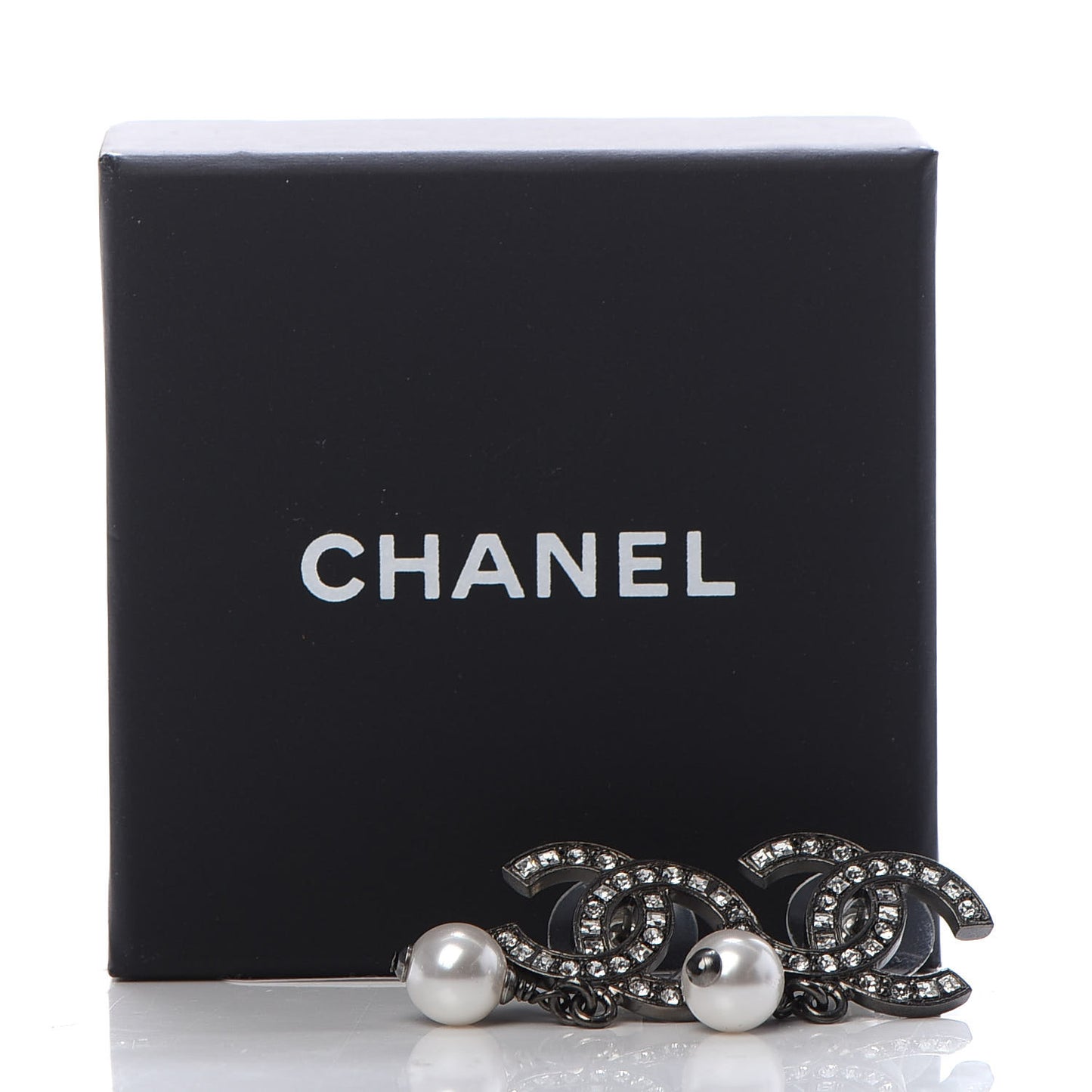 Ruthenium Crystal Pearl CC Drop Earrings