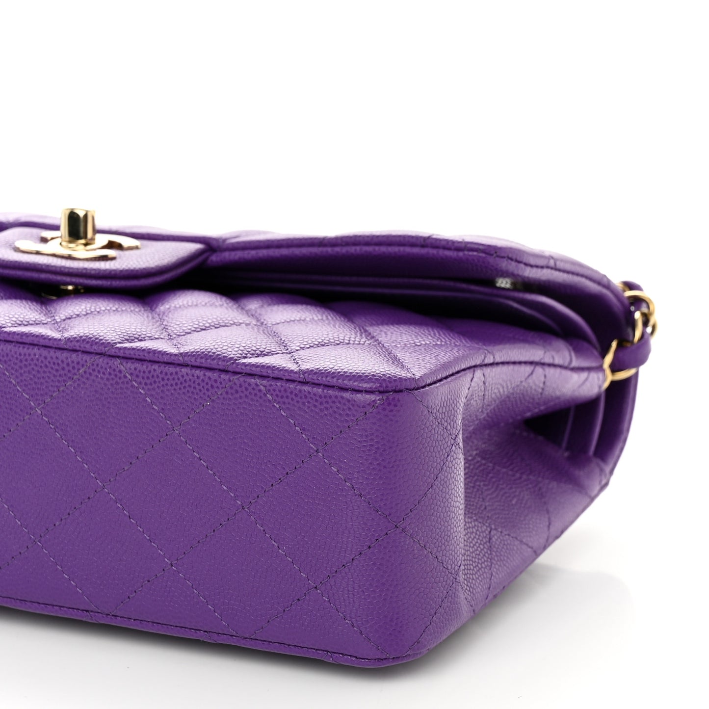 Caviar Quilted Small Double Flap Dark Purple