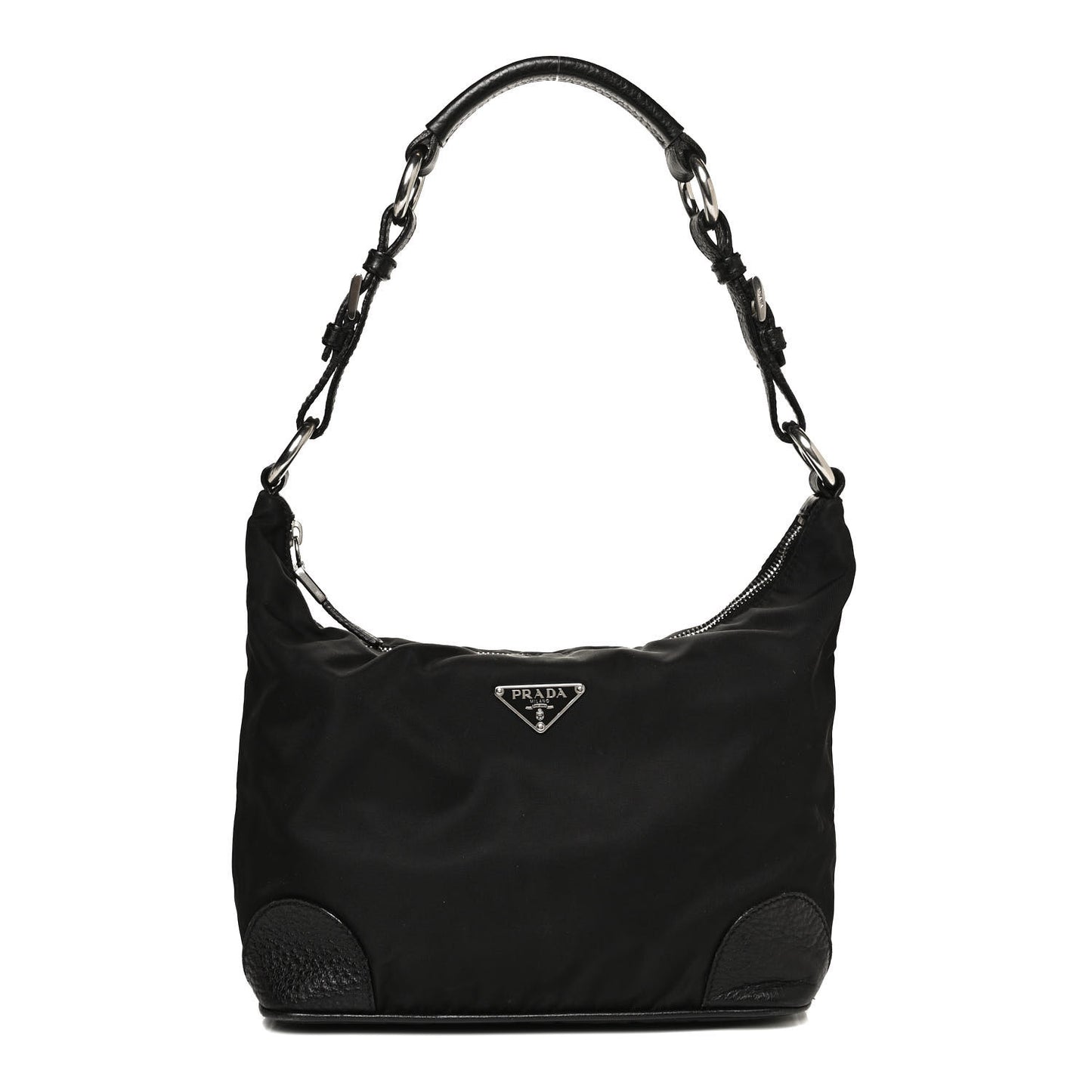Tessuto Nylon Calfskin Hobo Black
