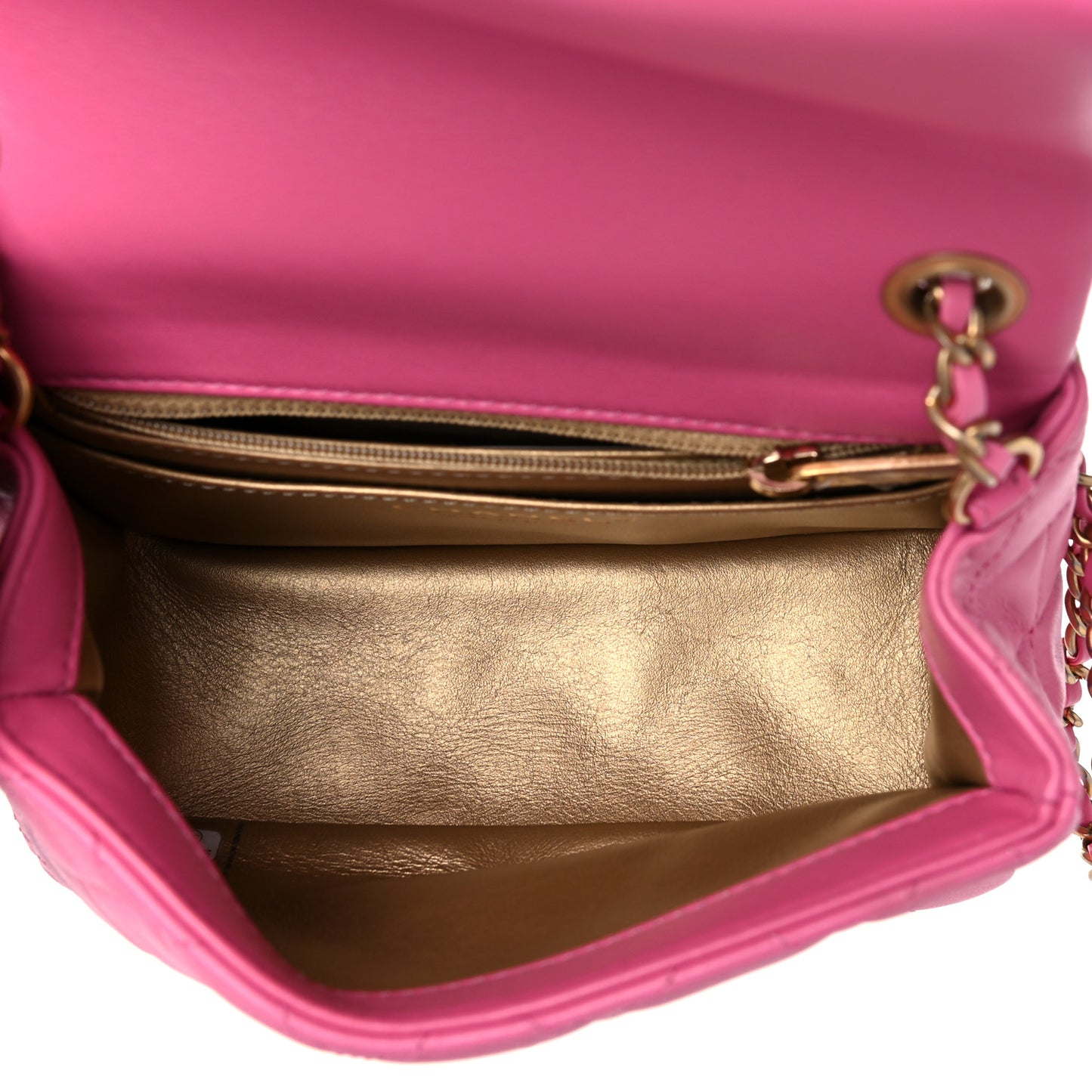 Lambskin Quilted Mini Pearl Crush Flap Pink
