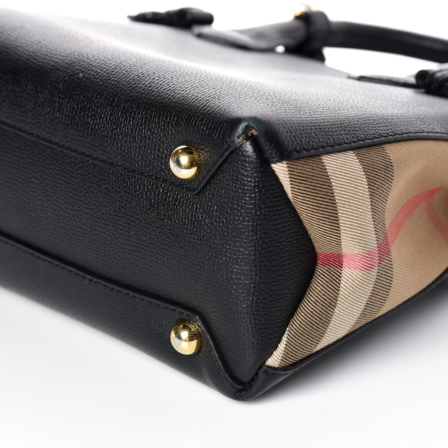 Grainy Calfskin House Check Small Banner Tote Black